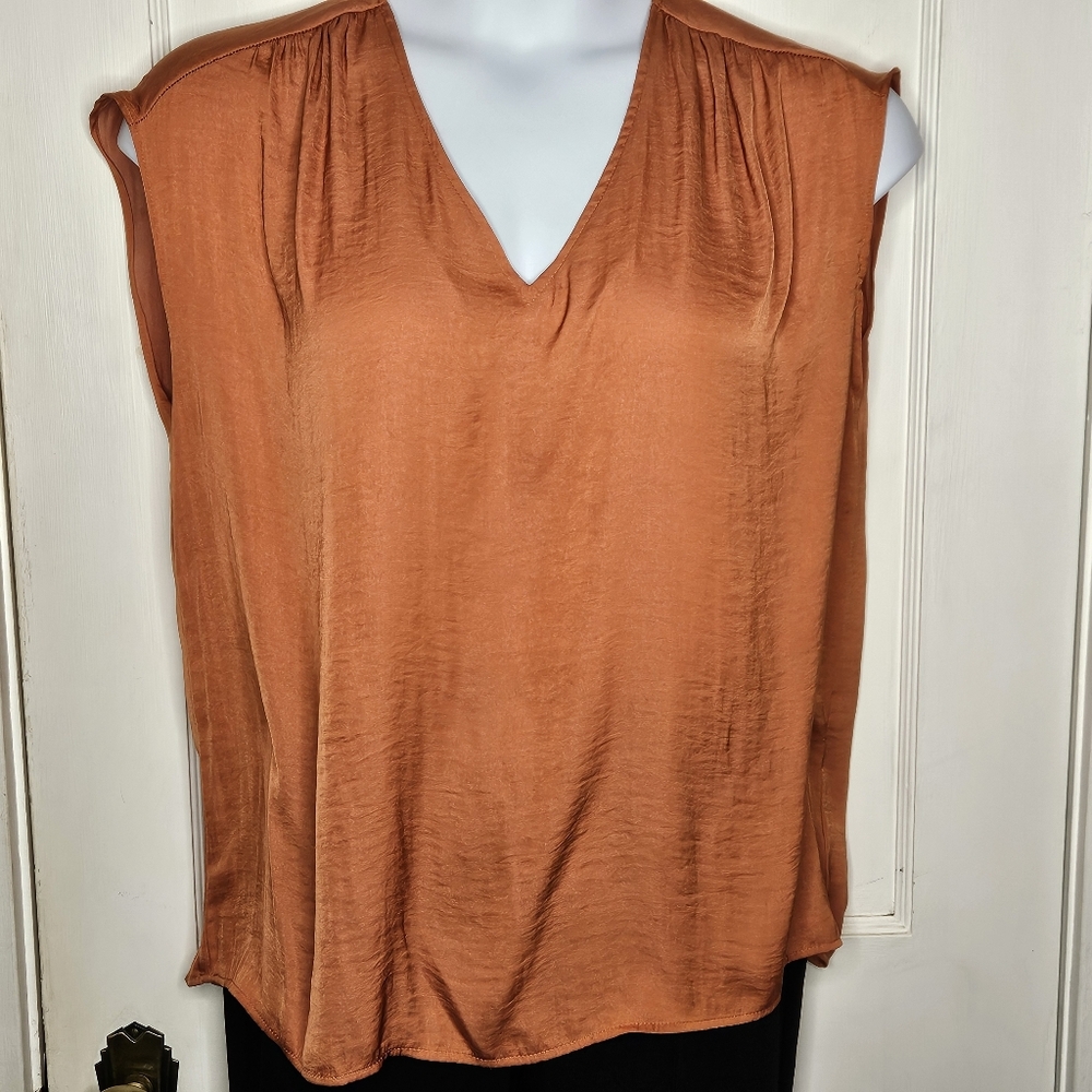 RACHEL Rachel Roy V-neck Sleeveless Women's Top In Orange - Size Large